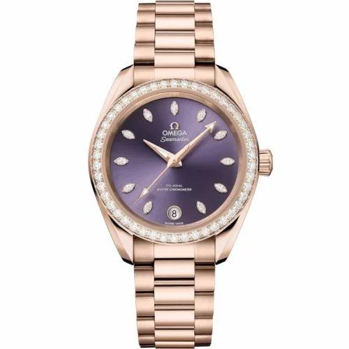 Omega Seamaster Aqua Terra 150M Shades Master Chronometer 34 Sedna Gold - Diamond / Lavender / Bracelet 220.55.34.20.60.001 (22055342060001)